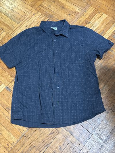 Black gray design button down collar  Men's - XL