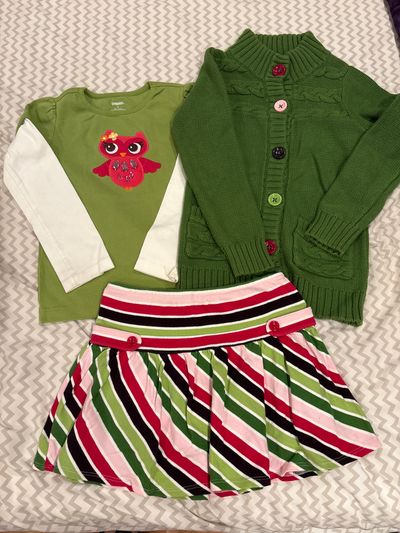 Gymboree 3piece matching set-size 6 skort&long sleeve shirt&size 5/6sweate 6T/6
