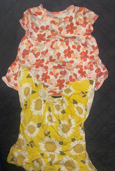 Carters size 7 lot Peach/orange shirt with yellow floral shirt 7-8