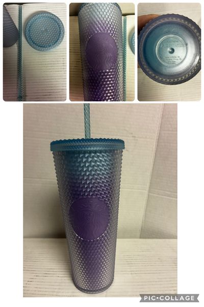 STARBUCKS studded gradient blue to purple 24oz 24oz Tumbler w straw perfect condition