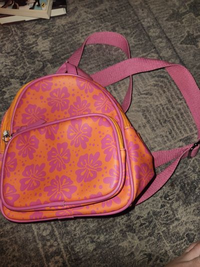 Orange pink flowers mini backpack