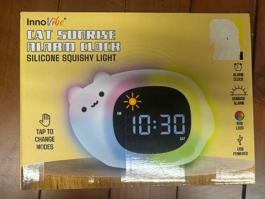 Brand New in box,Cat Squishy LED alarm clock/light Brand New in box, Cat Squishy LED alarm clock and light