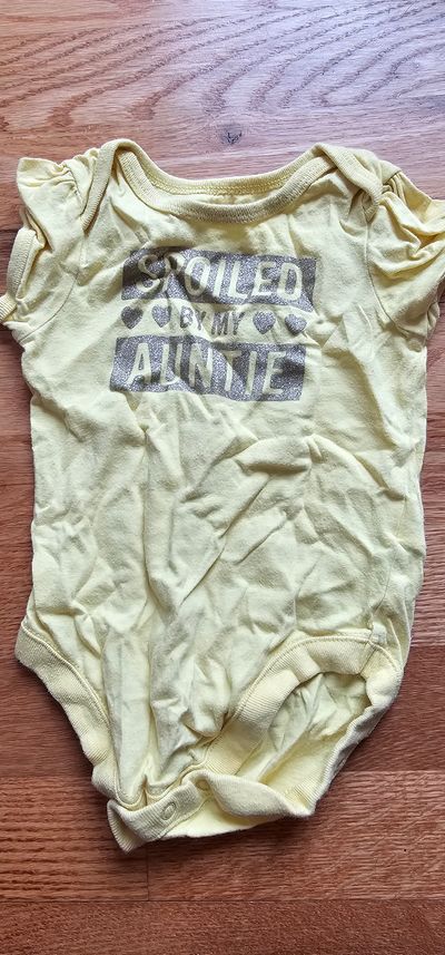 The Children's Place Like new Printed "Spoiled by my auntie" bodysuit 3-6 Months
