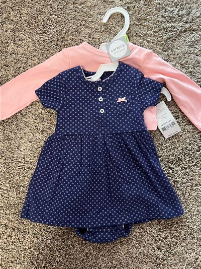 Carters NWT Onsie dress With matching cardigan 3 Months