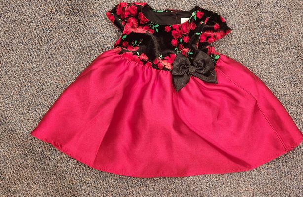 The Childrens Place Holiday dress, velvety top part and silky skirt 3-6 Months