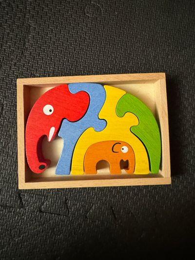Begin Again Elephant nesting wood puzzle