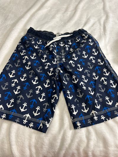 Gymboree Blue multicolor swim short with anchors 10-12