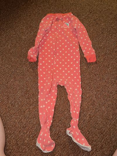 Simple Joy by Carter's pink with white heart polka dots footie pajamas 12 Months