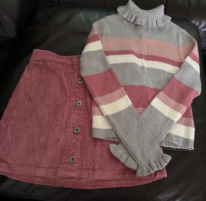 Tommy Bahama Pink & Grey Sweater and Skirt Set 7-8