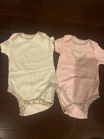Little me 3 months. Two onesies with leopard trim 3 Months