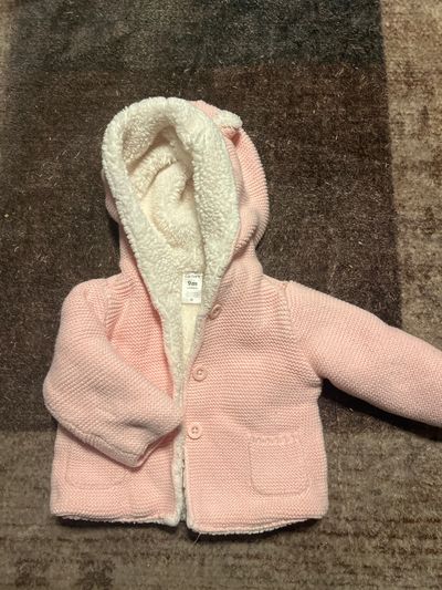 Carters pink with white fleece hooded jacket Size 9m 9 Months