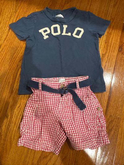 Polo Ralph Lauren Two piece outfit with belt 24 Months