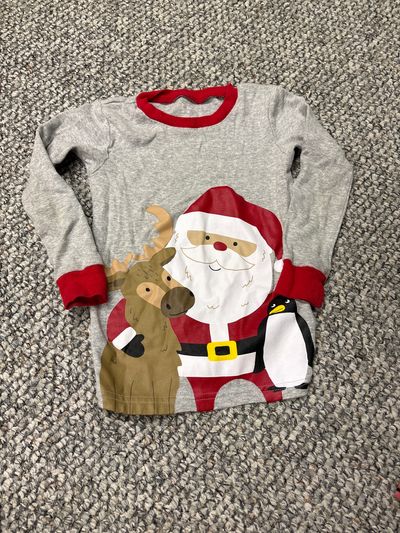 Carters Grey Santa penguin reindeer long sleeve 4T