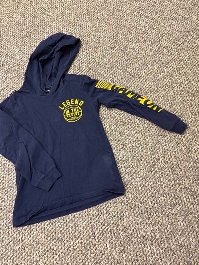 Carters Navy blue tshirt long sleeve hoodie game On 10-12