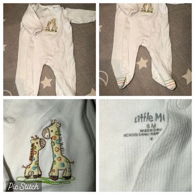 Little me Footie pajamas with giraffes 6 Months
