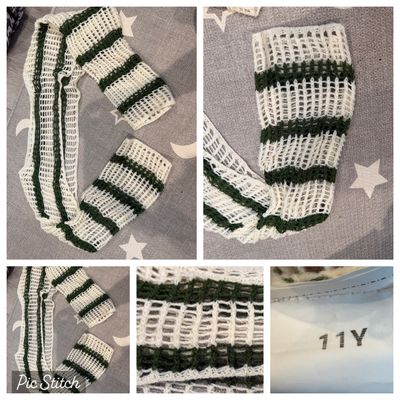 11Y white and green shirt Long sleeve super cutoff shirt 10-12