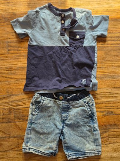 Joes 2 Piece Outfit short sleeved shirt and jean shorts 3T