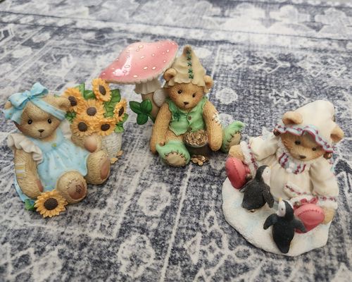 Cherished Teddies sunflower, mushroom, And penguins