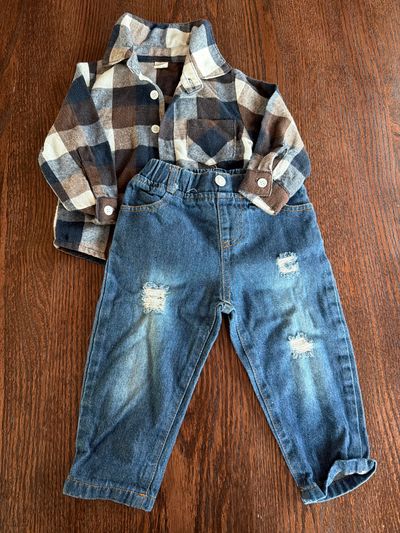 Jean and button down set  18 Months