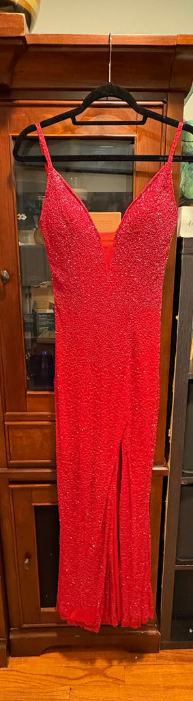 RED BEADED PROM GOWN Originally $250 Junior S - 2