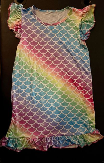 Rainbow, mermaid printpajama gown  7-8