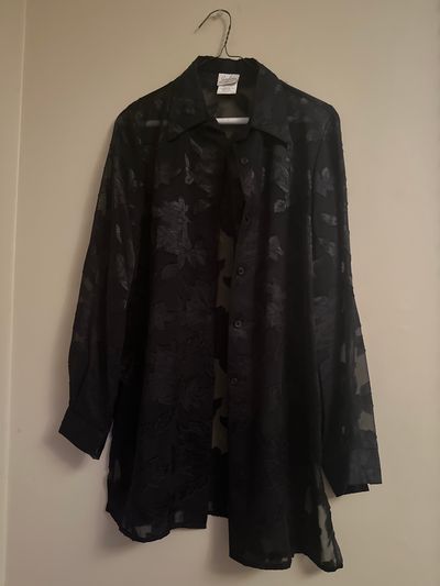 Jacklyn Smith Black Sheer Floral Dressy Top Women's - S