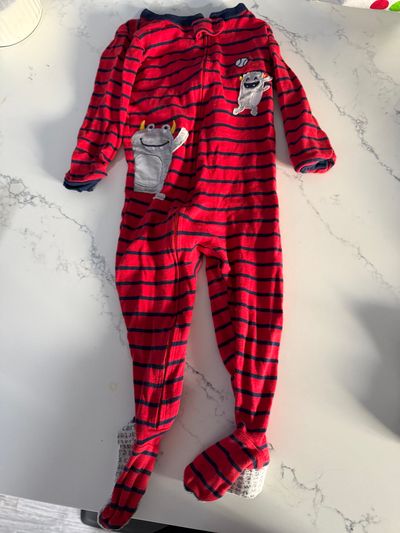 Carter's Red monsters footed pjs 18 Months
