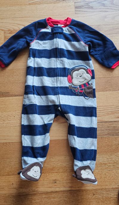 Little Me Like new cute & playful monkey graphic one piece snug fit PJ 12 Months