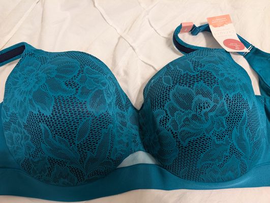 Lane Bryant 48B Cacique Bra Teal Lane Bryant Cacique balconette bra intricate floral design Women's 3X