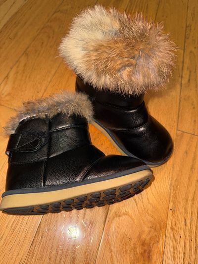 Comfy Kids Real fur faux leather snow boot 9 (Lil' Kid)