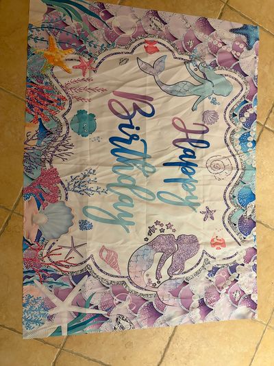 40 by 30 cm fabric happy birthday mermaid sign