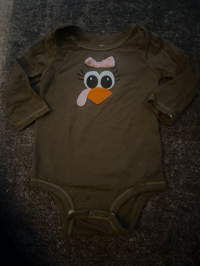 Thanksgiving turkey long sleeve shirt  6-9 Months