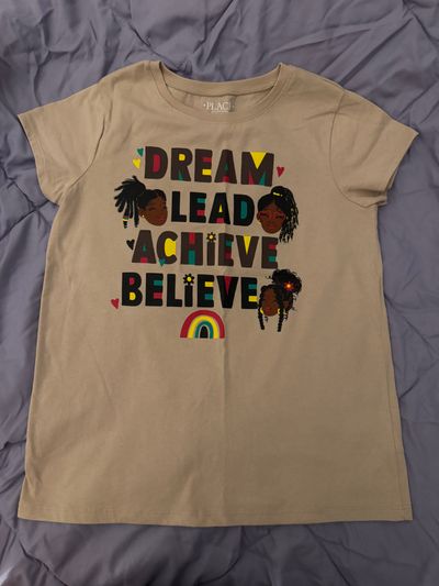 Childrens Place Tan Dream,Lead,Achieve Graphic SS Shirt 10-12