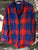 Old Navy boyfriend fit 100% cotton flannel Red blue checker print flannel soft and loose fit Women's - XS