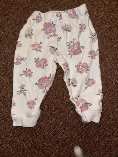 Hudson Baby white and pink floral pants 9-12 Months