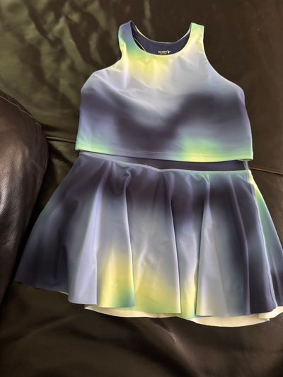 Old Navy Active Blue Multi Colored Tank & Skirt Set 14-16