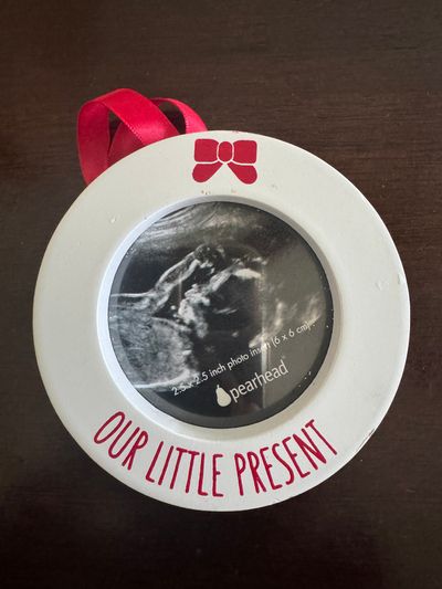 Pearhead Our Little Present Frame Ornament -2.5x2.5 photo