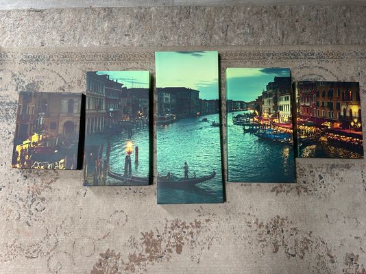 Unknown Sunset in Venice 5 panel wall art total size 55x24