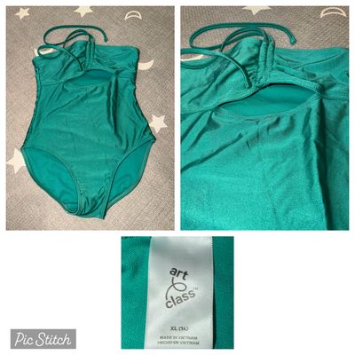 Art class Green cut out halter swimsuit 14-16