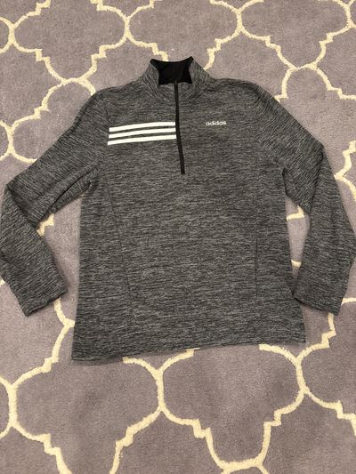 Adidas 9 Gray zip up fleece w kangaroo pockets 18-20