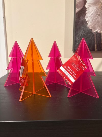 Ashland from Michaels 4 BNWT holiday trees- 3 pink and 1 orange