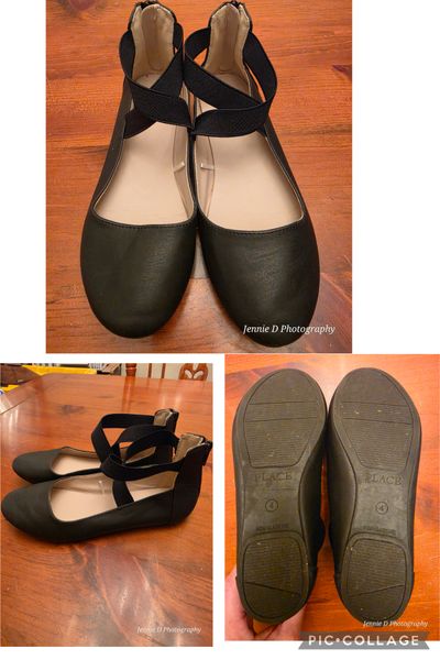 Childrens place Black ballet flats with chris cross strap 4 (Big Kid)