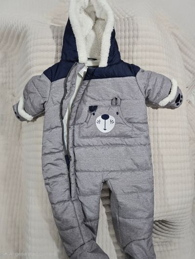 Rothschild Infant snow suit romper with warm lining and fleece hood 6-9 Months