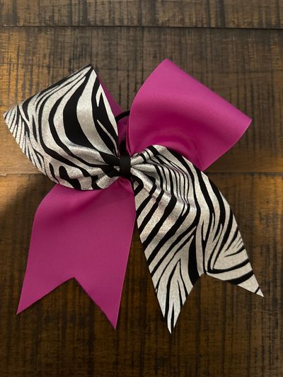 Boutique NEW 3 inch cheer bow fuchsia and silver and black zebra print