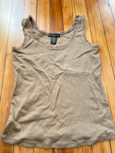 Banana Republic Taupe tank top, chiffon trim Women's - S
