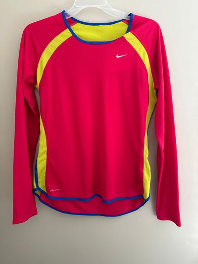Nike Dri Fit Red and Yellow Active Top Women's - M