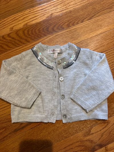 Fox&finch baby Gray sequin cardigan 6 Months