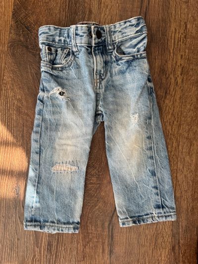 Baby Gap Distressed Straight Jeans Adjustable Waist 12-18 Months