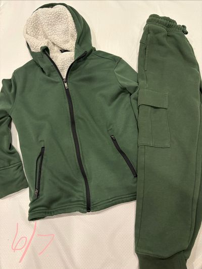 All in motion Track suit Sherpa hooded green outfit 6T/6