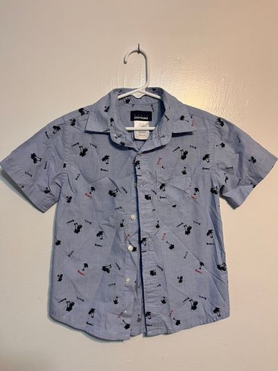 Basic Editions Hawaii Theme Blue Button Down Shirt 4T